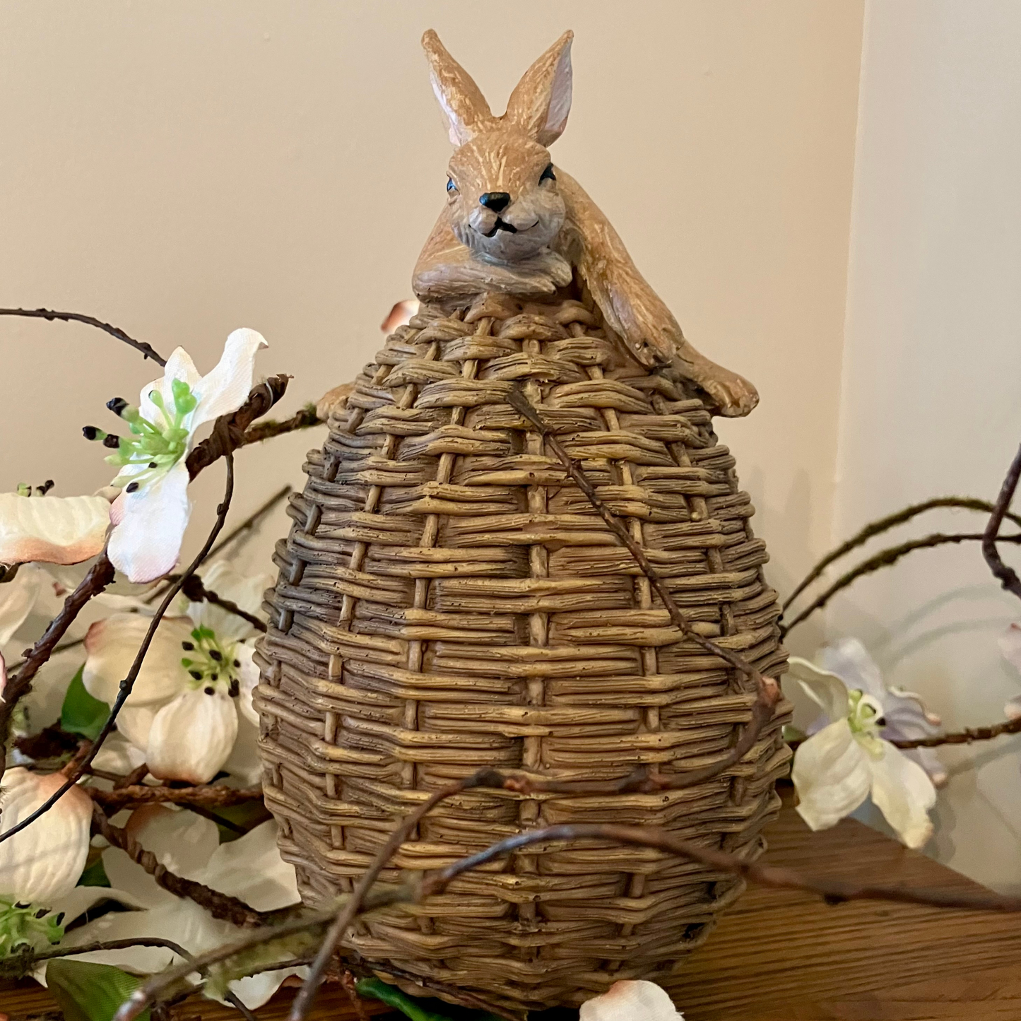 Brown Bunny Sitting On Basket Weave Egg (3 asst.)