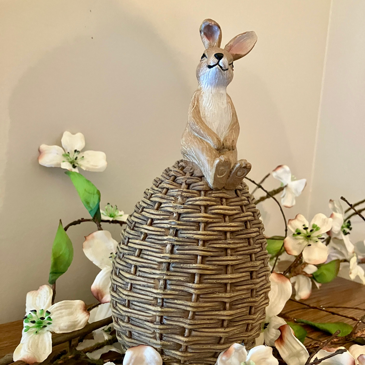 Brown Bunny Sitting On Basket Weave Egg (3 asst.)