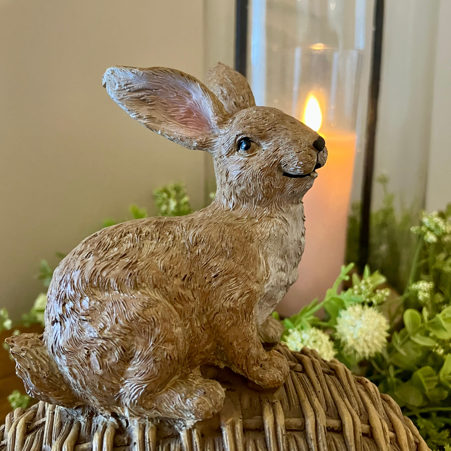 Brown Bunny Sitting On Basket Weave Egg (3 asst.)