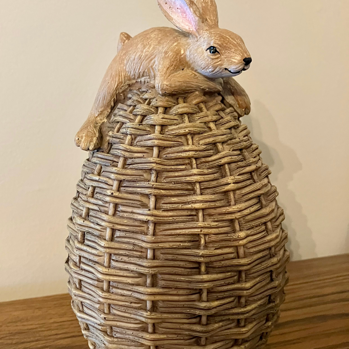 Brown Bunny Sitting On Basket Weave Egg (3 asst.)
