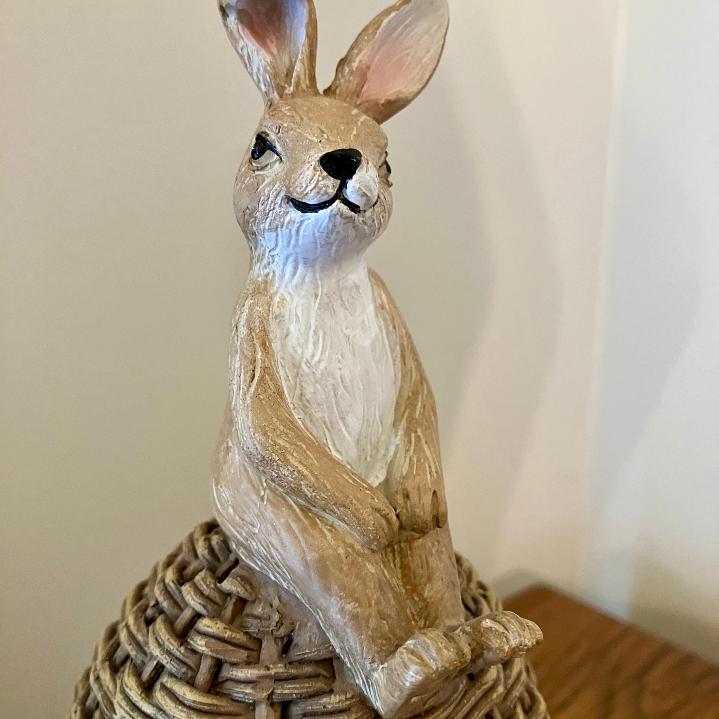 Brown Bunny Sitting On Basket Weave Egg (3 asst.)