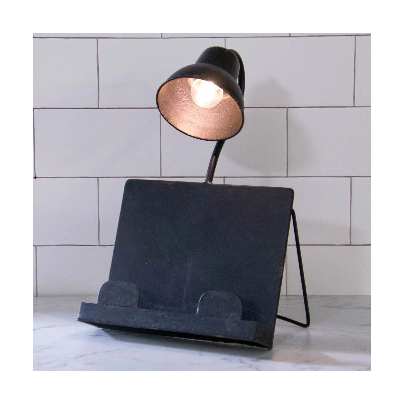 Black Metal Recipe Book Stand With Light, Cookbook holder