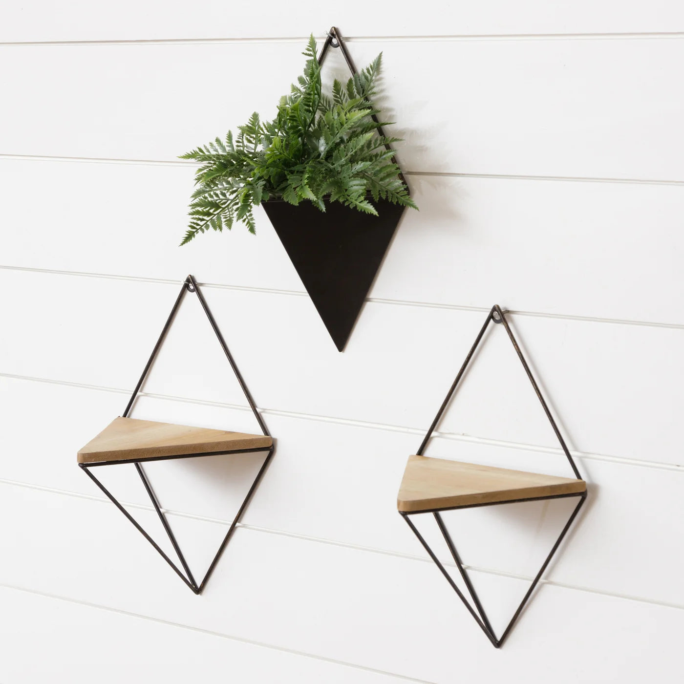 Diamond Shape Shelves And Planter Set Of 3