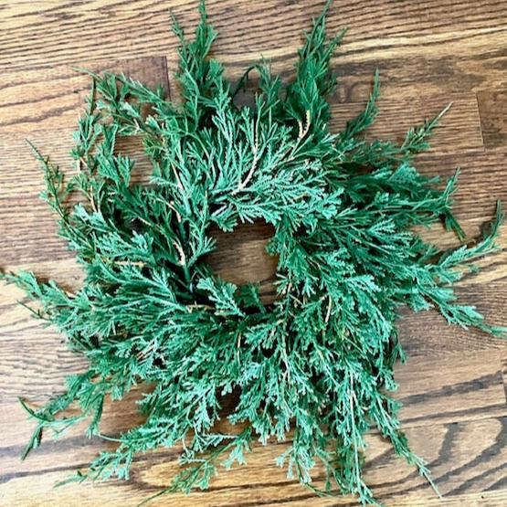 Candle ring with a soft touch feel with cedar pine fits a 3 inch diameter candle
