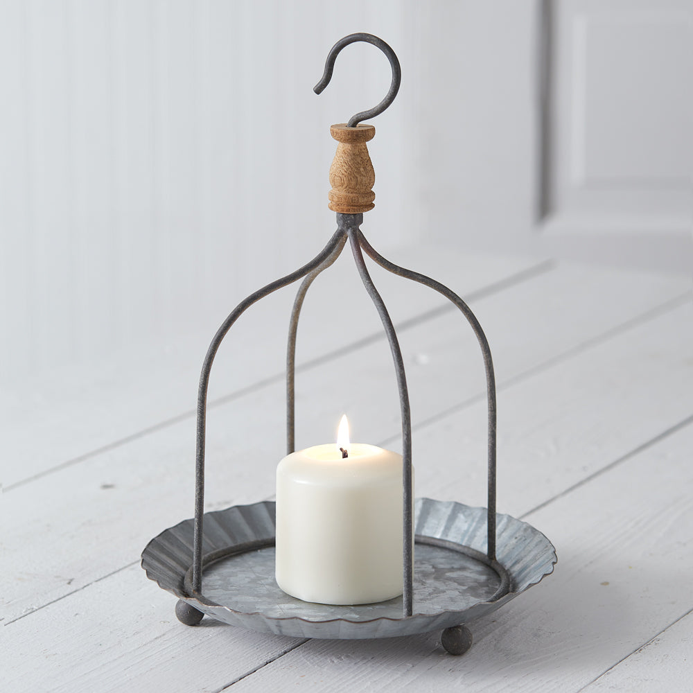 Hanging Galvanized Metal Candle Holder