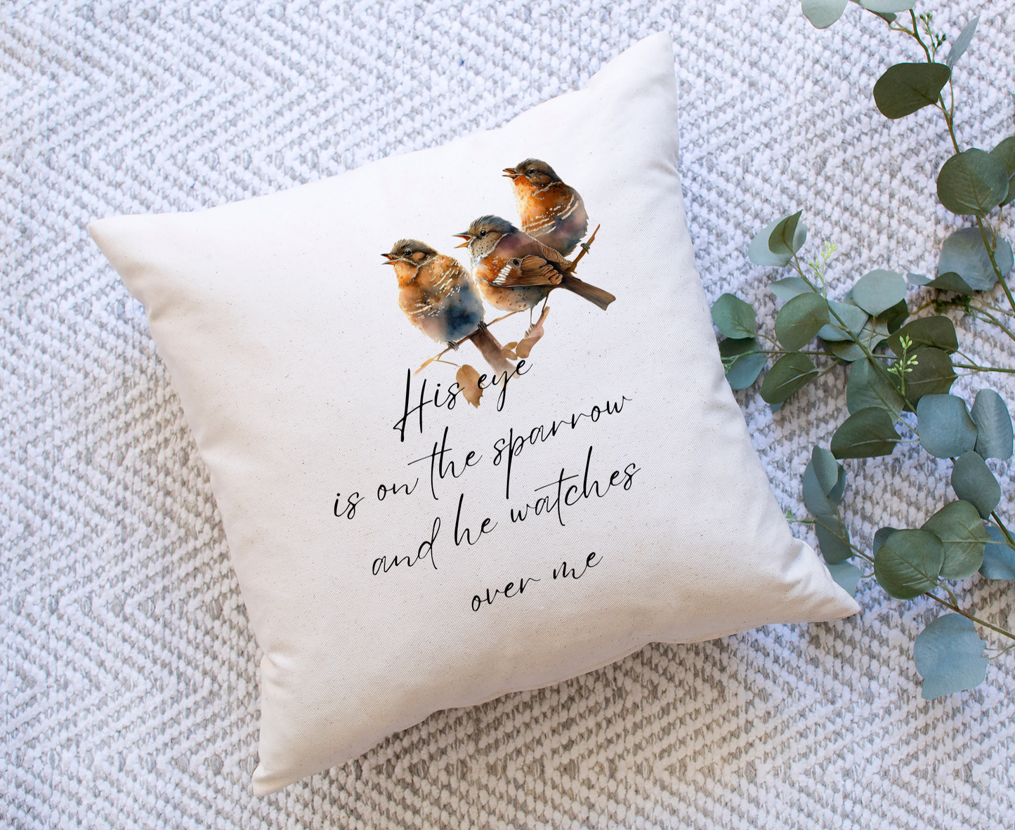 Eye of the Sparrow Pillow With Birds