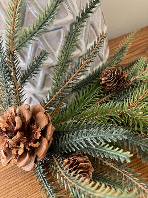 Norfolk Pine Spray with Pinecones