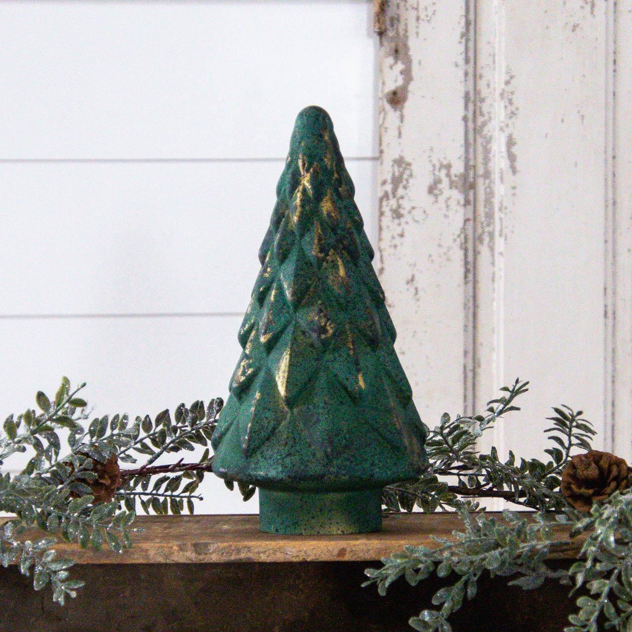 Large Spruce green mercury glass table top pine tree