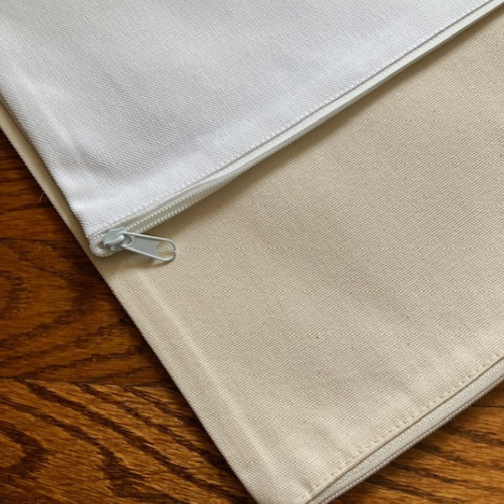 White and Natural cotton fabric pillow cover. Chose your color