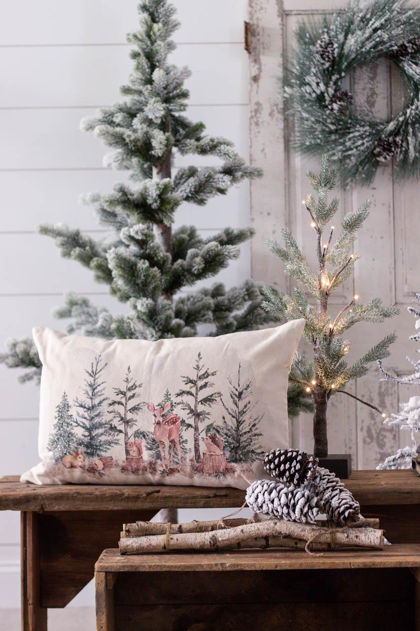 Winter Forest Animal Lumbar Pillow