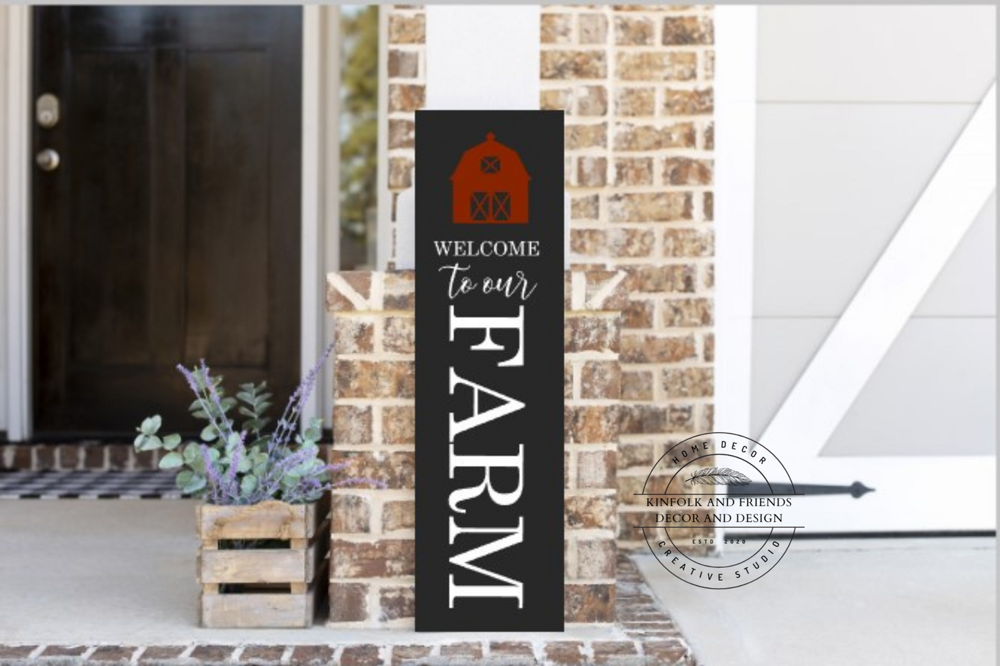 Welcome to our farm Porch leaner Black with White