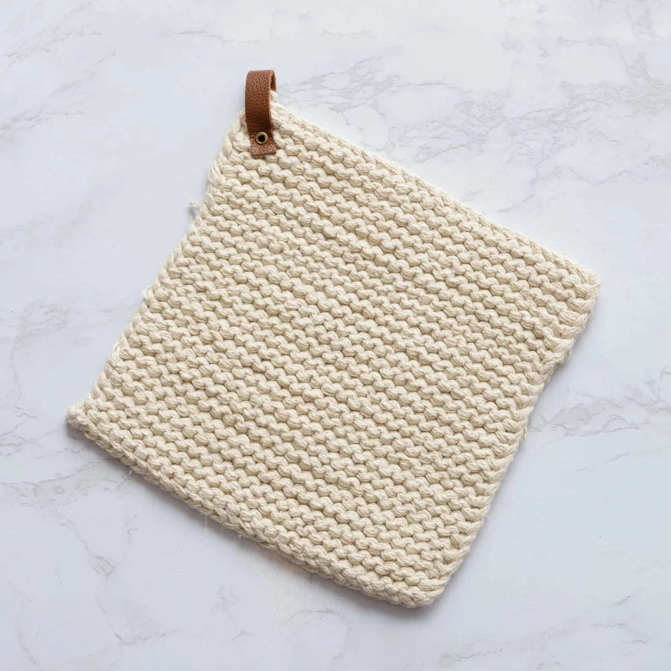 Knitted Pot Holder, Natural Set of 2