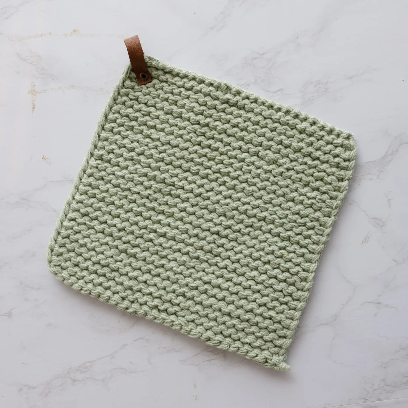 Sage Green Knitted Pot Holders, Set of 2
