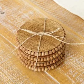 Mango Wood Beaded Drink Coasters