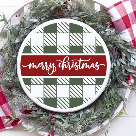 Buffalo Plaid Merry Christmas Door Hanger