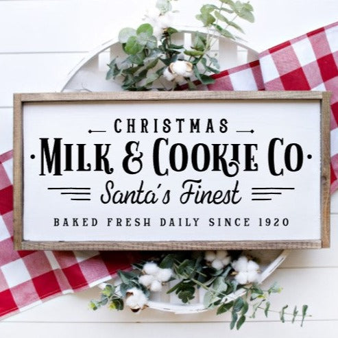 Christmas Milk and Cookie Co. framed Sign