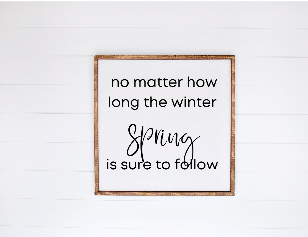 No matter how long the winter, Spring is sure to follow framed sign