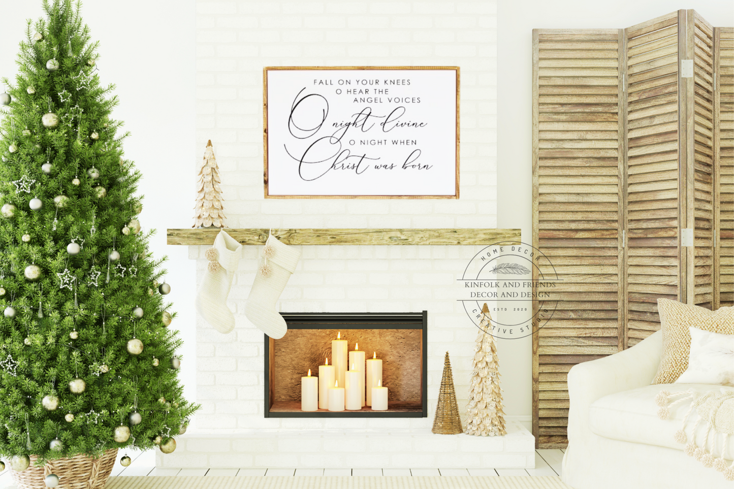 O Holy Night Framed Sign in Christmas Room