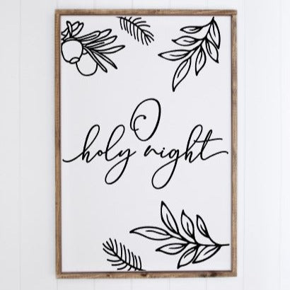 O Holy Night Framed Sign White with Black