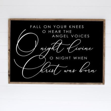 Fall on your knees O hear the angel voices black with white. Christmas Hymn framed wall sign