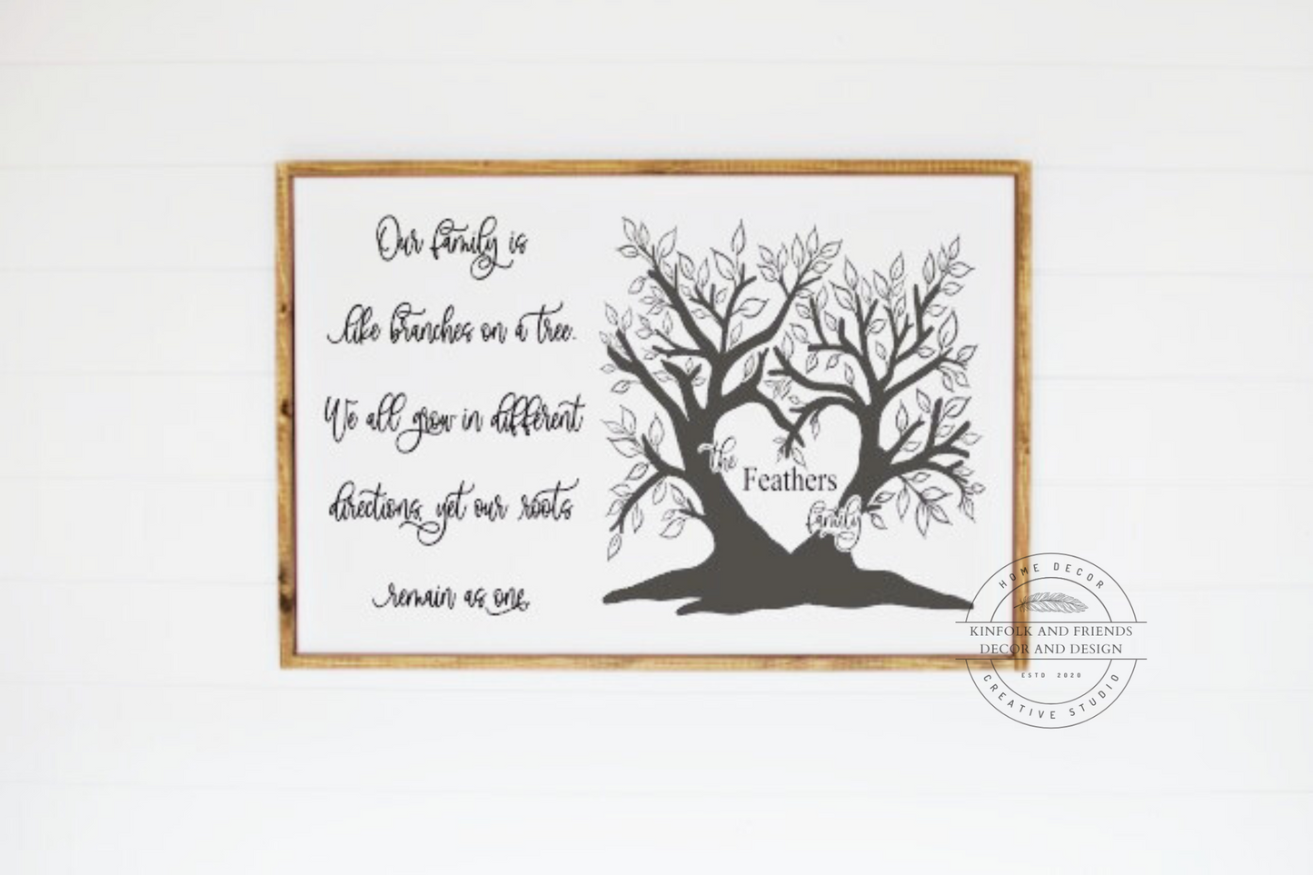Our Family Is Like Branches on a Tree We All Grow In Different Directions , Yet Our Roots Remain As One Framed Sign