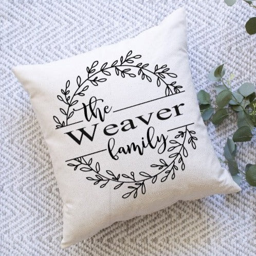 Family pillow cover personalized with family last name pillow cover