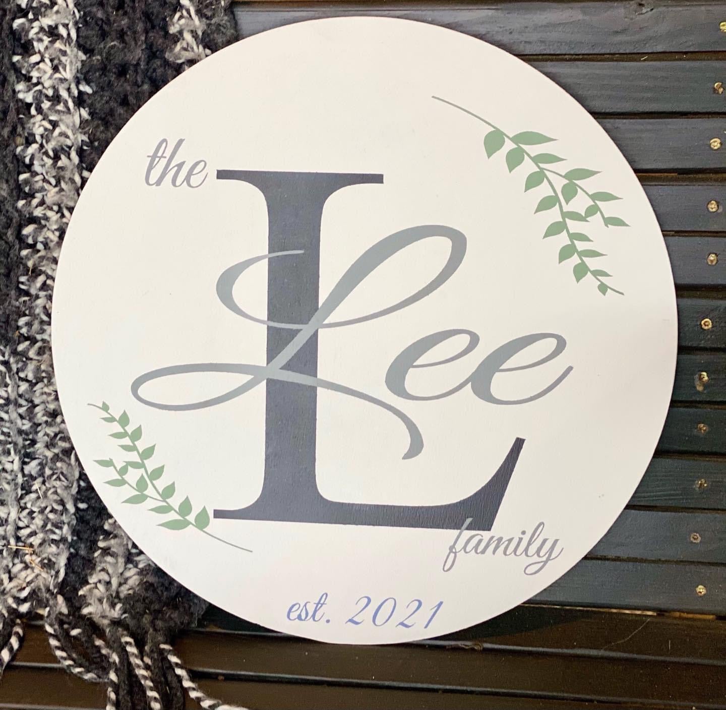 Custom family sign with last name and established date