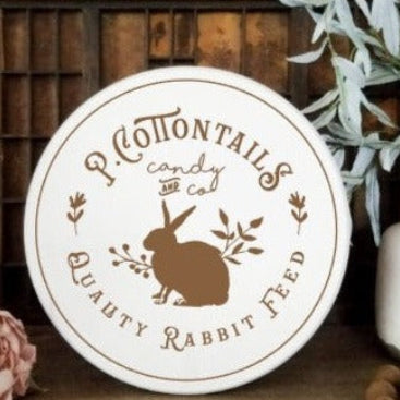Peter Cottontails Quality Rabbit Feed Round Sign