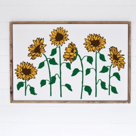 Six sunflowers framed sign
