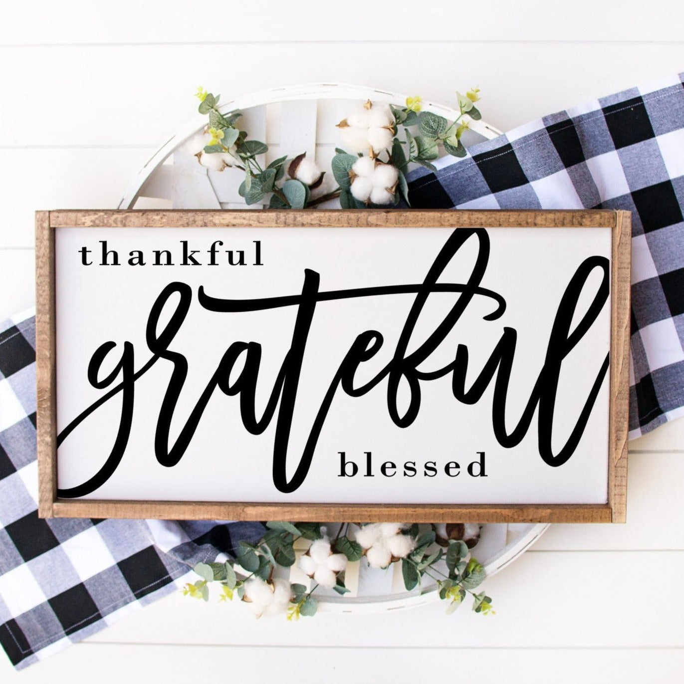 Thankful, Grateful, Blessed Framed Sign