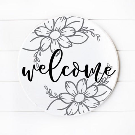 Welcome Door Hanger with Daisy's