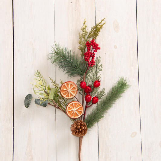 Faux Orange and Berries Pine Pick