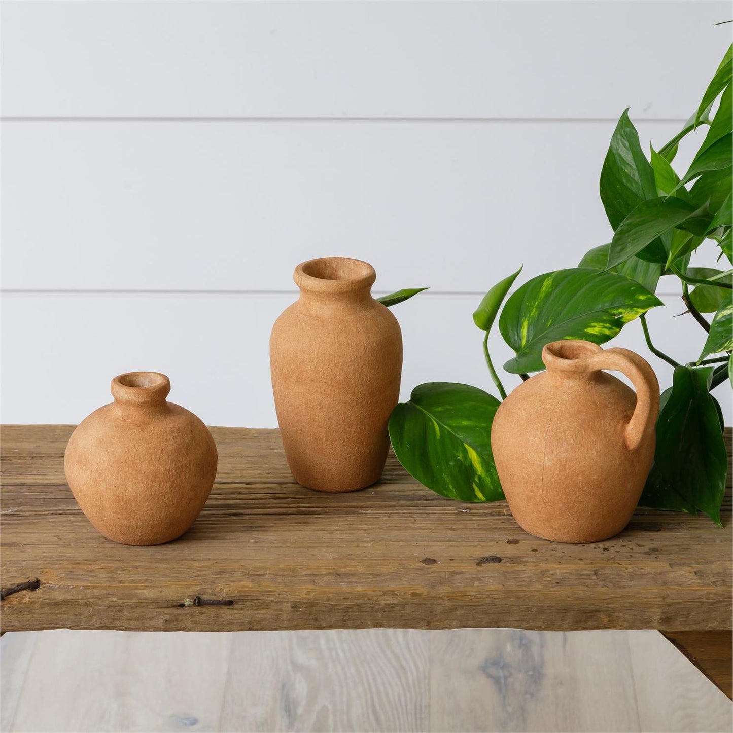 Terracotta Textured Set of 3 Bud Vases