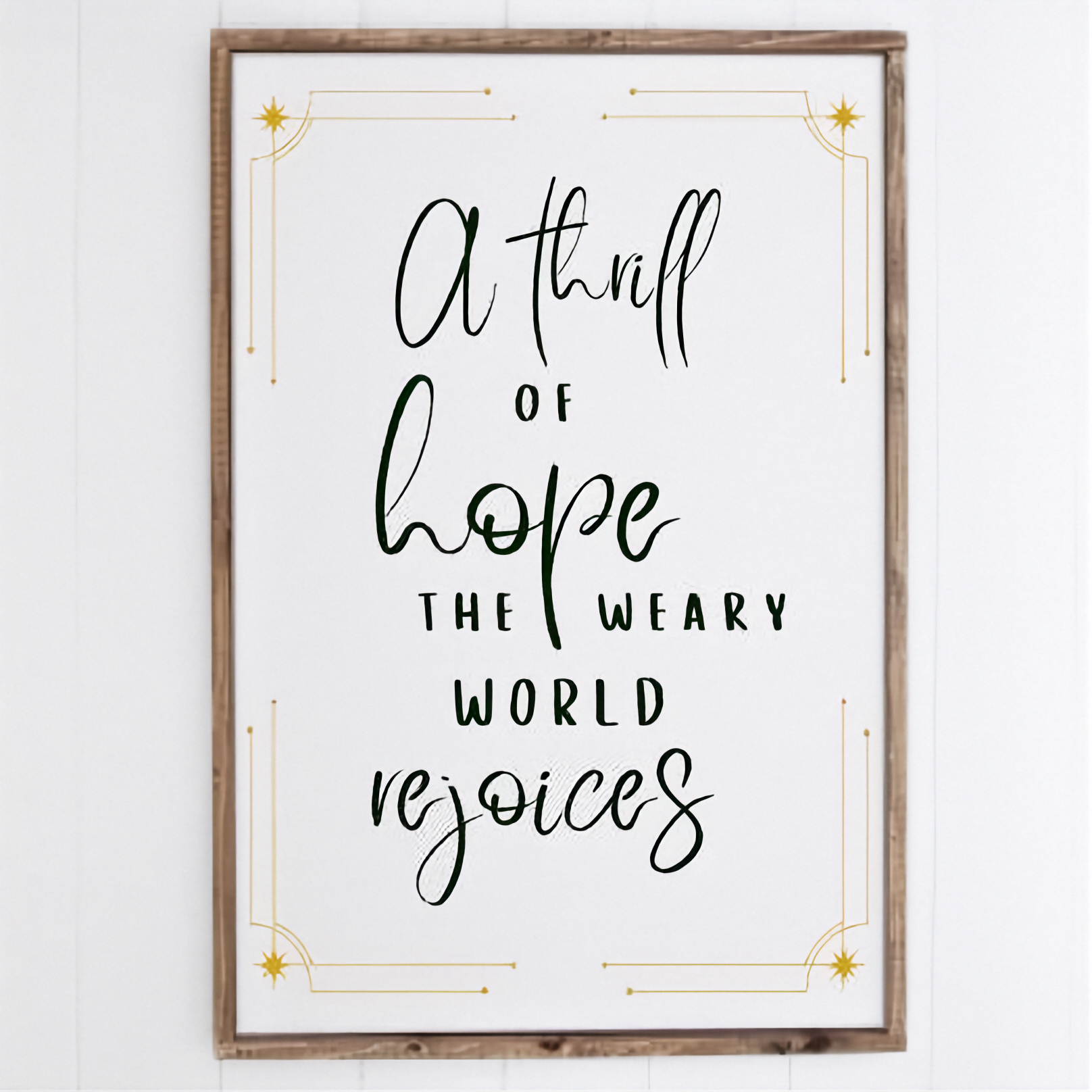 Framed Wood sign with Christmas Hymn on white background