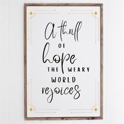 Framed Wood sign with Christmas Hymn on white background