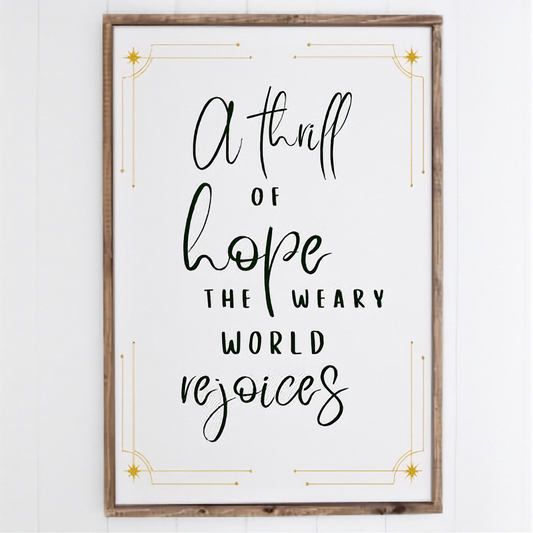 Framed Wood sign with Christmas Hymn on white background