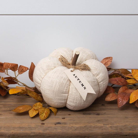 Cream fabric Pumpkin with Autumn Tag