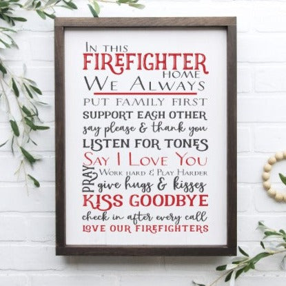 Firefighter Prayer Framed Sign with Dark Walnut Frame 