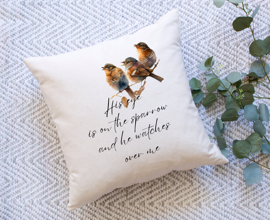 Eye of the Sparrow Pillow With Birds