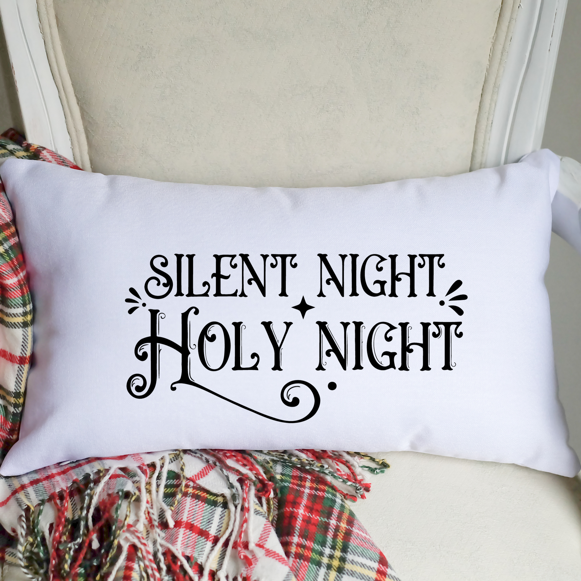 Silent Night Holy Night pillow Christmas Throw Pillow
