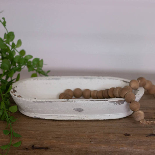 Distressed White Mini Dough Bowl 