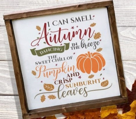I can smell Autumn dancing in the breeze framed wall sign 