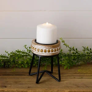 Beaded Pillar Candle Stand Large