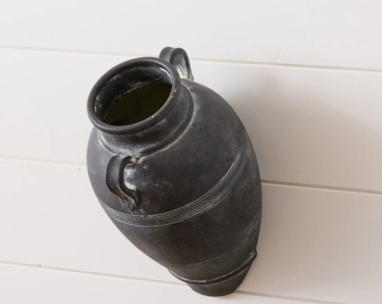 Black Terracotta Wall Vase with Handles 