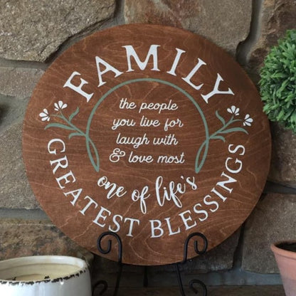 Family greatest blessings round sign 