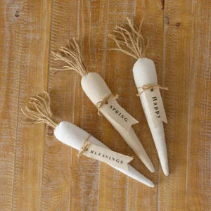 Fabric Carrots, set of 3, Happy, Spring, Blessings 