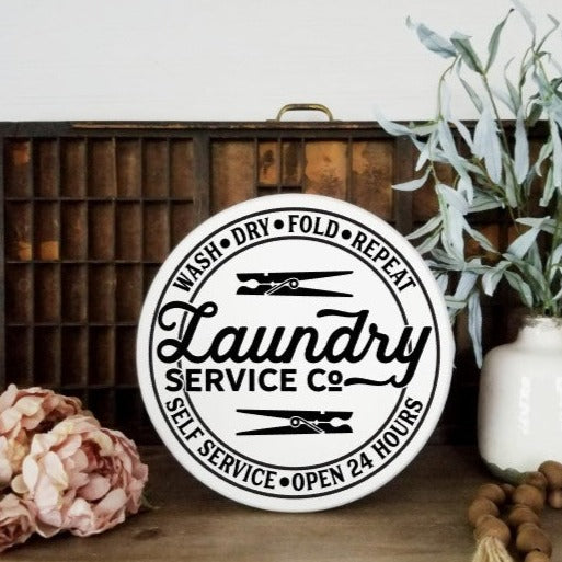 Laundry Service Co. Round wall sign 