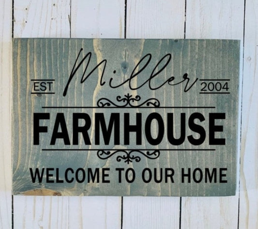 Personalized Farmhouse welcome plank sign 