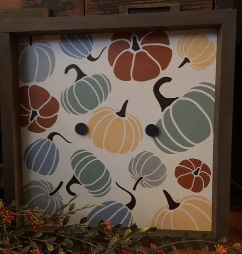 Pumpkin Pattern Framed Sign with Magnets for Changeable inserts