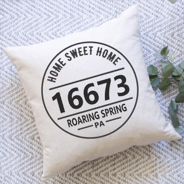 Zip Code Pillow Personalized Town Pillow 